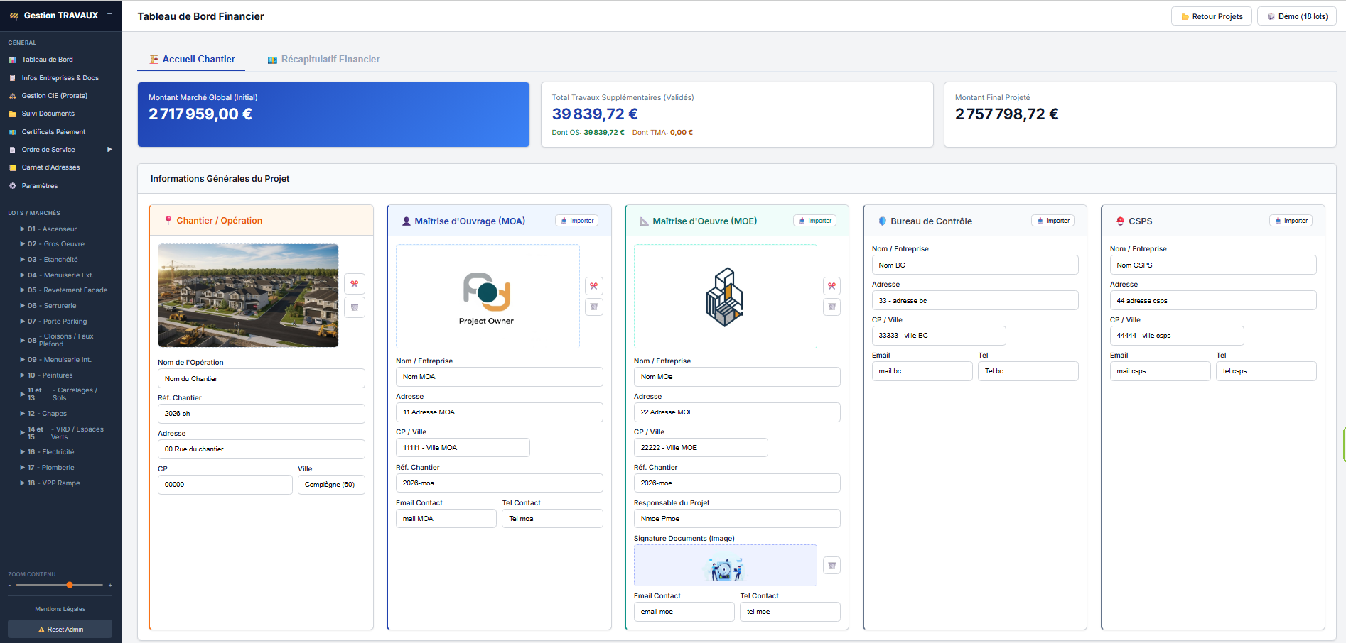 Interface Logiciel Suivi Financier